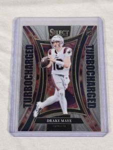 lot 159 image: Drake Maye Rookie 2024 Panini Select Turbocharged #24 - New England Patriots Football Card