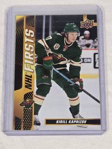lot 163 image: Kirill Kaprizov NHL Firsts Rookie 2020-21 Upper Deck #NF-28 - Minnesota Wild Hockey Card