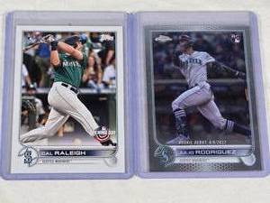 lot 164 image: Lot of 2 Rookie Baseball Cards Featuring Cal Raleigh and Julio Rodriguez