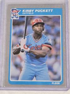 lot 168 image: Kirby Puckett Rookie 1985 Fleer #286 - Minnesota Twins Baseball Card