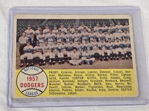 lot 208 image: 1957 Topps Dodgers Team Vintage Checklist Card