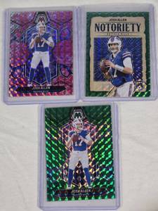 lot 212 image: Lot of 3 Josh Allen Mosaic Reactive Football Cards - Buffalo Bills