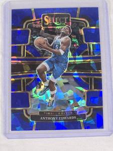 lot 213 image: Anthony Edwards 2023-27 Panini Select Blue Cracked Ice Prizm #37 - Minnesota Timberwolves Basketball Card