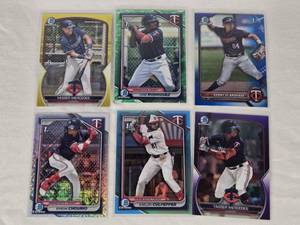 lot 214 image: Lot of 6 Bowman including 1st Bowmans and Numbered Baseball Cards Featuring Yasser Mercedes, Jose Rodriguez, Danny De Andrade, Byron Chourio, and Kaelen Culpepper