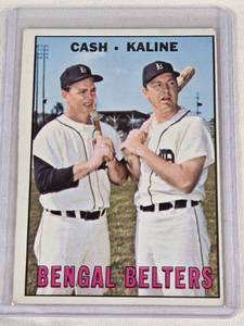lot 221 image: Norm Cash and Al Kaline 1967 Topps #216 - Detroit Tigers Vintage Baseball Card