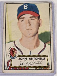 lot 222 image: Johnny Antonelli 1952 Bowman #140 - Boston Braves Vintage Baseball Card