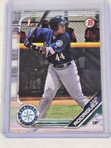 lot 226 image: Julio Rodriguez Bowman 1st  2018 Bowman #BP-33 - Seattle Mariners Baseball Card