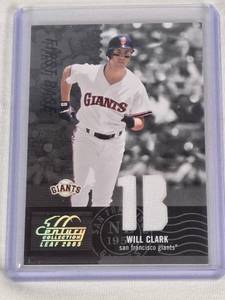 lot 262 image: Will Clark 2004 Leaf Century Collection Game Used Relic #122 and Numbered 217250 - San Francisco Giants Baseball Card