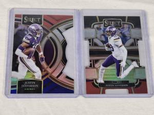 lot 275 image: Lot of 2 Justin Jefferson Football Cards Including Die Cut and Prizm