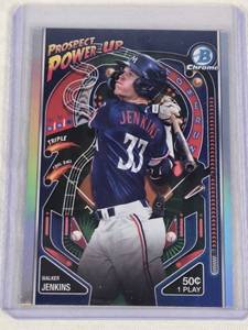 lot 282 image: Walker Jenkins Rookie 2023 Topps Prospect Power-Up Refractor #PP-1 - Minnesota Twins Baseball Card