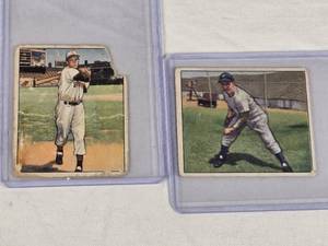 lot 285 image: Lot of 2 Baseball Cards Featuring Roy Sievers and Joe Page from 1950 Bowman Set