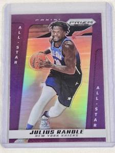 lot 296 image: Julius Randle 2024-25 Panini Prizm Purple Prizm #266 and Numbered 499 - New York Knicks Basketball Card