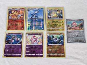 lot 308 image: Lot of 7 Pokemon Holo Cards Including Infernape, Samurott, Ampharos, Mewtwo, Slurpuff, Barbaracle, Orthworm