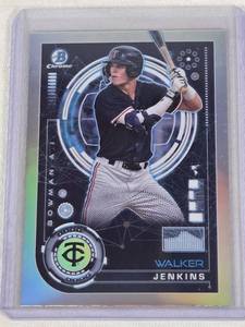 lot 309 image: Walker Jenkins Rookie 2024 Bowman Chrome Refractor #BA1-10 - Minnesota Twins Baseball Card