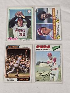 lot 314 image: Lot of 4 Baseball Cards Featuring Nolan Ryan, Tony Perez, and Boog Powell also Mike Schmidt and Jim Rice 1983 Home Run Leaders