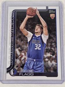 lot 334 image: Cooper Flagg Rookie 2025 Topps #201 - Dallas Mavericks Basketball Card