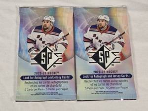 lot 337 image: Lot of 2 Unopened Packs of 2020-21 Upper Deck SP Hockey Cards
