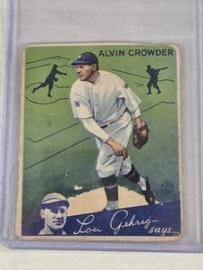 lot 348 image: Alvin Crowder 1934 Goudey #15 - Washington Senators Vintage Baseball Card