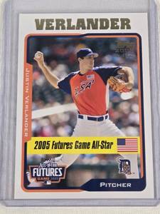 lot 349 image: Justin Verlander Rookie 2005 Topps 2005 Futures Game All-Star #UH220 - Detroit Tigers Baseball Card