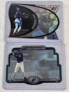 lot 378 image: Lot of 2 Alex Rodriguez Die Cut Baseball Cards,  Upper Deck SPx Die-Cut Features