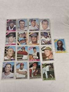 lot 380 image: Lot of 18 Vintage 1966 Baseball Cards Featuring Alvin Jackson, Larry Dierker, and Jim Lonborg