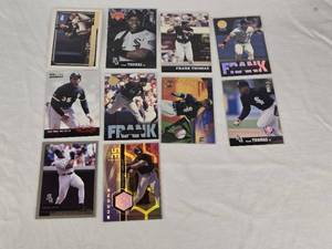 lot 381 image: Lot of 9 Frank Thomas Baseball Cards including Collectors Choice, Star Quest, and Encore Holo.