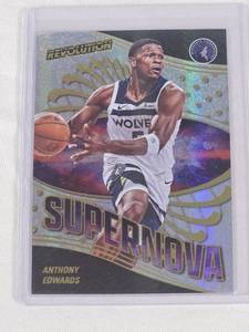 lot 403 image: Anthony Edwards 2024-25 Panini Revolution Neutron Supernova #6 and Numbered 39125 - Minnesota Timberwolves Basketball Card