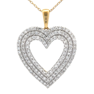 lot 20 image: 2 Carat Pav Diamond Triple Heart Halo Pendant Necklace Retail $745 VIDEO