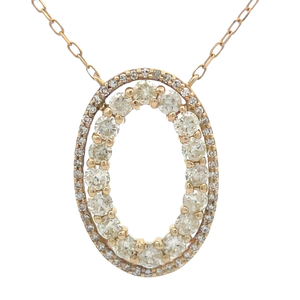 lot 23 image: 1 Carat Natural Diamond Double Oval Halo Pendant Necklace in Yellow Gold Retail $2,395 VIDEO