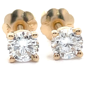 lot 24 image: 0.50 Carat Diamond Round Solitaire Stud Screw Back Earrings in 14k Gold w EGL Report VIDEO