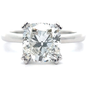 lot 5 image: 3.08 Carat Diamond Square Cushion Brilliant Solitaire Ring in 14k White Gold w Report VIDEO