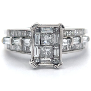 lot 16 image: Art Deco 1 Carat Natural Diamond Mixed-Cut Channel Ring in 14k White Gold VIDEO