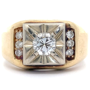 lot 17 image: Mens 0.55 Carat Natural Diamond Miracle Square Top Ring in 14k Yellow Gold VIDEO