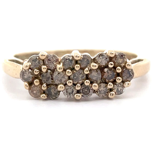 lot 26 image: Natural Fancy Champagne Diamond Cluster Flower Bouquet Ring in Yellow Gold VIDEO