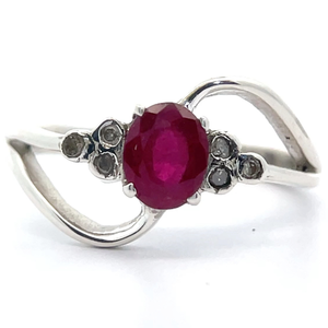 lot 35 image: Natural Ruby & Natural Diamond Split Shank Orbital Ring VIDEO