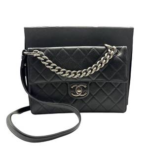 lot 11A image: Chanel Classic Quilted Caviar Leather Medium Flap Bag  Black with Silver Hardware Pre-Owned Retail $7,500