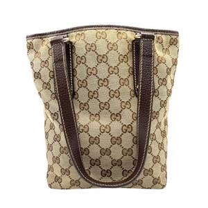 lot 11D image: Gucci GG Canvas Small Tote Bag with Brown Leather Trim Pre-Owned Retail $850