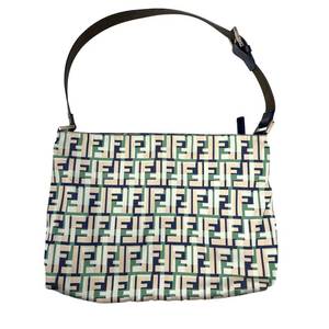 lot 19B image: Fendi Zucca Print Shoulder Bag  Multicolor Canvas Pre-Owned Retail $1,250