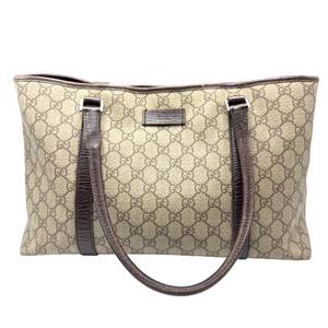 lot 51 image: Gucci GG Canvas Tote with Brown Leather Trim Pre-Owned Retail $1,100