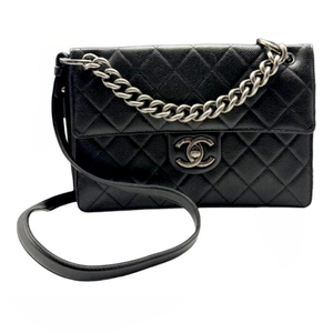 lot 11A image: Chanel Classic Quilted Caviar Leather Medium Flap Bag  Black with Silver Hardware Pre-Owned Retail $7,500