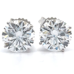Classic 3.95 Carat Diamond Round Solitaire Stud Earrings in White 14k Gold w/ Report *VIDEO*