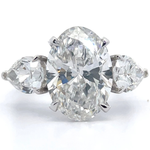 7.50 Carat Diamond Oval & Pear Three-Stone Ring in 14k Gold w/ Report *VIDEO*