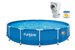 Funsicle 14ft Activity Above Ground Metal Frame Swimming Pool, Includes SkimmerPlus Pump, Round, Age 6 & up