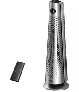 lot 14 image: Dreo 1500W Solaris 818 Oscillating Ceramic 30 Indoor Space Heater for Home or Large Bedroom with Remote Control Silver ETL Listed, 9 Settings