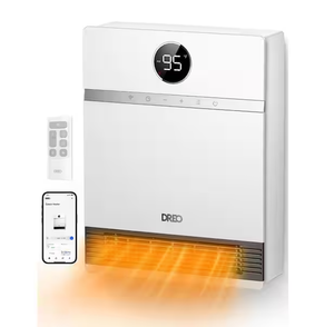 lot 17 image: DREO 1500W Smart Wall Mount Ceramic Heater, Furnace, wRemote 30° Oscillation, Adj Thermostat, Remote, Bedroom, Office, White (Missing Hardware)