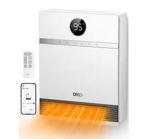 lot 68 image: DREO 1500W Smart Wall Mount Ceramic Heater, Furnace, wRemote 30° Oscillation, Adj Thermostat, Remote, Bedroom, Office, White