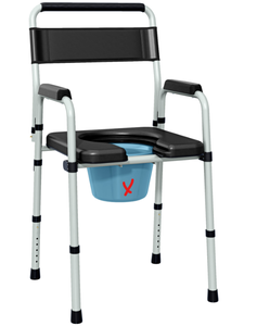 lot 407 image: HOMCOM Bedside Commode Chair for Seniors, Adults, Handicap, Raised Toilet Seat with Arm, Adjustable Height, 331 lbs, Black (Missing Bucket)