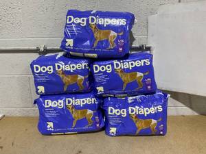 lot 208 image: LOT OF 5 up&up Dog Diapers Size LXL 22 To 37 Waist Over 70 Lb.