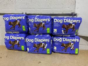 lot 225 image: LOT OF 6 up&up Dog Diapers Size Medium 19 To 28 Waist From 35-70 Lb.