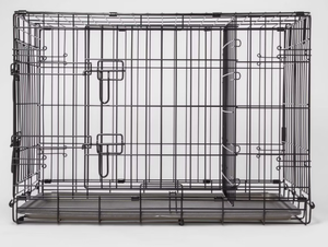 lot 97 image: Boots & Barkley 2 Door Wire Collapsible Dog Crate - Black - Large Size 36x23x25